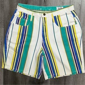 Sostanza Contemporary Apparel~ Vintage Size 13 Denim Multi-Color Striped Shorts